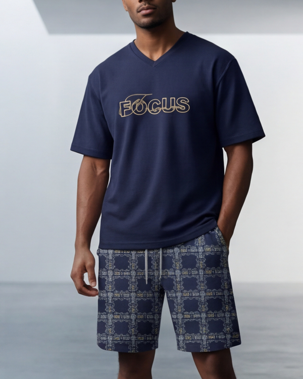 Men V-Neck Cotton Pajama Set – Naval Academy