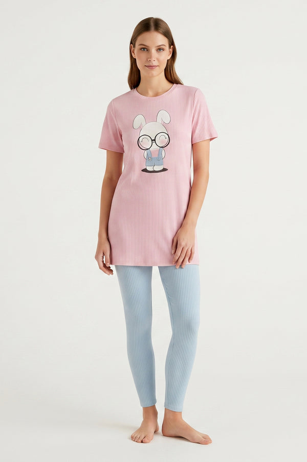 Women Oversize T-Shirt with Legging Pajama Set – Ballerina