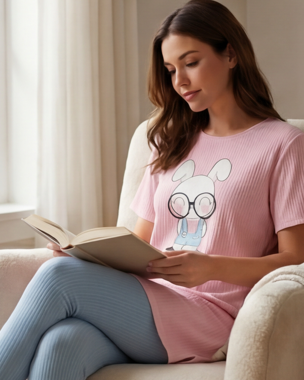 Women Oversize T-Shirt with Legging Pajama Set – Ballerina