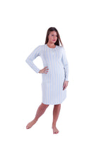 Load image into Gallery viewer, Women LS Dress Oatmeal Blue Stripe
