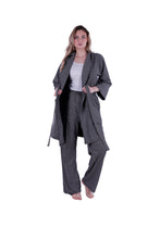 Load image into Gallery viewer, Women Robe ,Oatmeal White Plaids Fleece
