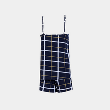 Load image into Gallery viewer, SLIP PAJAMA WITH SHORT Navy plaids
