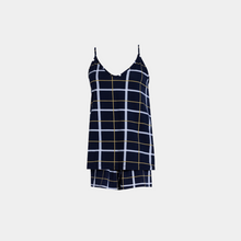 Load image into Gallery viewer, SLIP PAJAMA WITH SHORT Navy plaids
