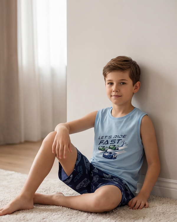Boys Sleeveless Top With Short Pajama Set – Skyride