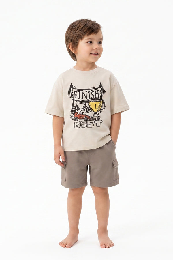Boys SS Oversize T-Shirt With Short Pajama Set – Marshmallow