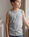 Boys Sleeveless Cotton Top – Cool Gray 4C Melange