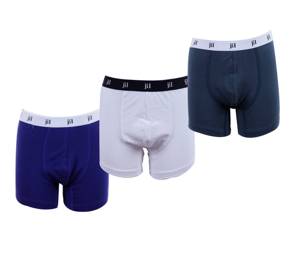 BOY 3” Trunk Pack of 3 ,Blue Debhs , Bright white, jungle Green
