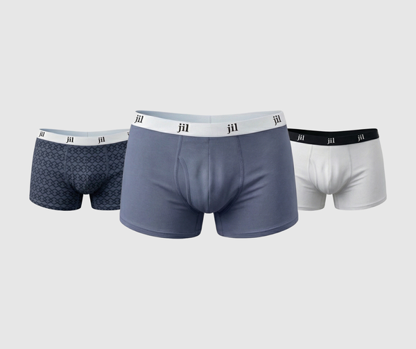 BOY 3” Trunk Pack of 3 ,Black Argyle , Bright white, Lava Smoke