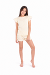 Girls Short Sleeve Pajama with Shorts -  Transparent Yellow Sun Flower