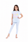 Girls Short Sleeve Pajama with Rib Legging - Nantucket Breeze