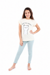 Girls Short Sleeve Pajama with Rib Legging - Transparent Yellow