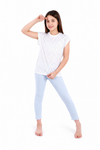 Girls Short Sleeve Pajama with Rib Legging - Blue Sun Flower