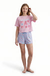 Girls SS Oversize Cropped T-Shirt With Wide-Leg Short Pajama Set – Ballerina