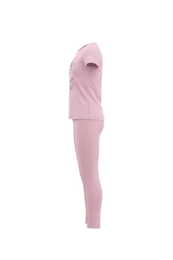 Girls SS T-Shirt With Rib Legging Pajama Set – Ballerina