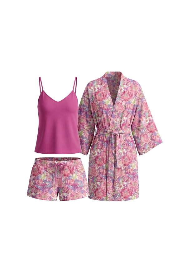 Women V-Neck Cotton Pajama Set – Mediterranean Blue
