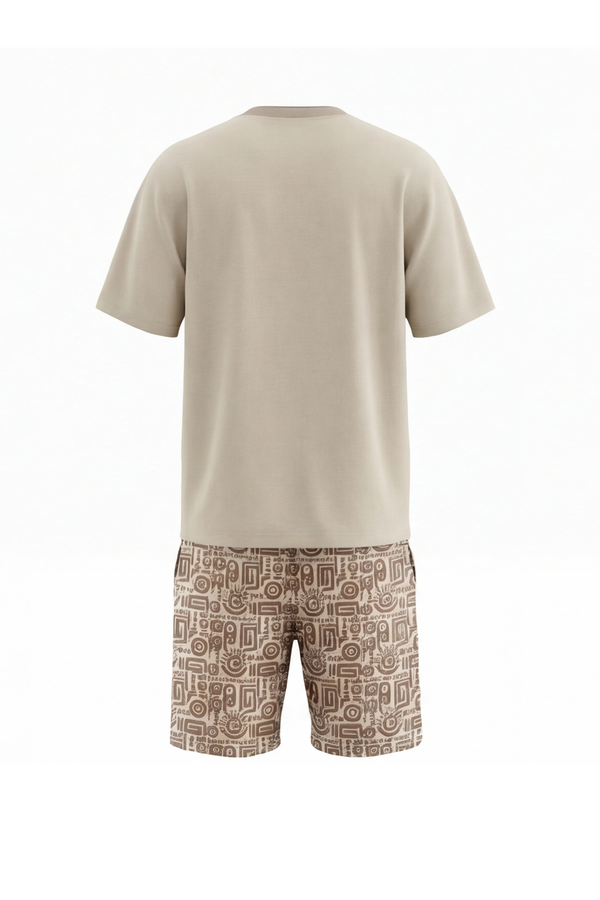 Men Round Neck Cotton Pajama Set – Marshmallow