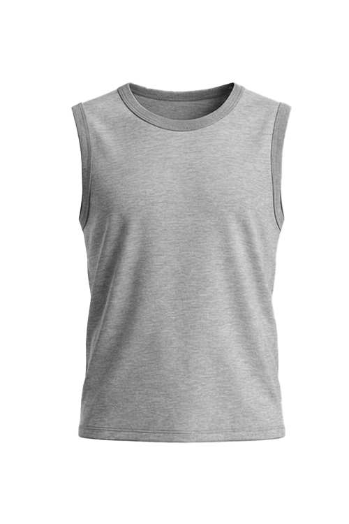 تيشيرت أولادي بدون أكمام قطن Cool Gray 4C Melange – راحة يومية بإطلالة عصرية