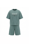 Men Oversized Cotton Pajama Set – Blue Surf