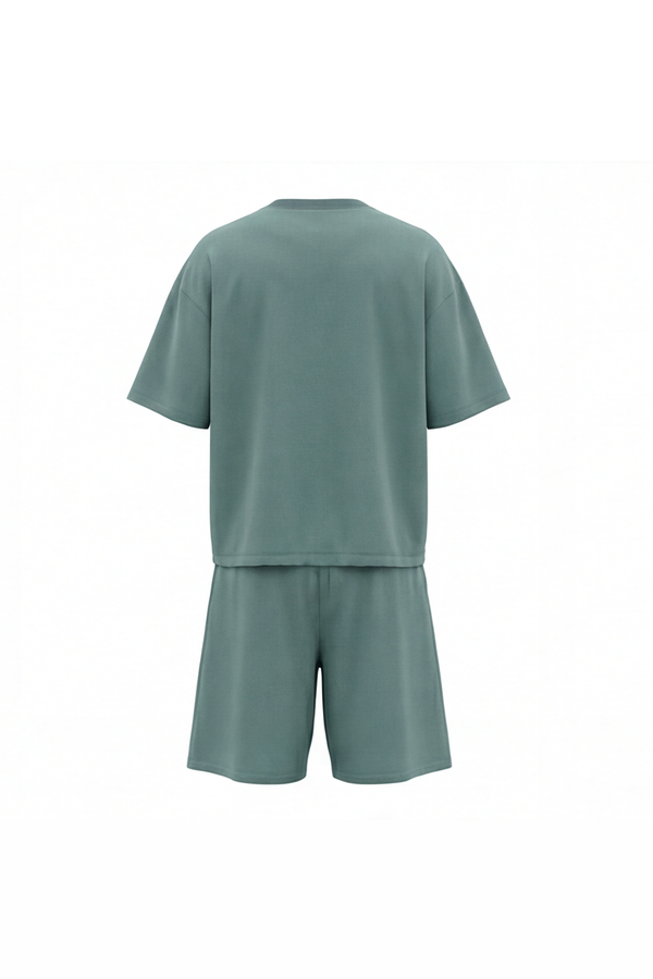 Men Oversized Cotton Pajama Set – Blue Surf