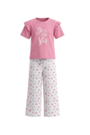بيجامة بناتي تيشيرت نص كم مع بنطلون واسع Sachet Pink – نعومة عصرية بلمسة رقيقة
