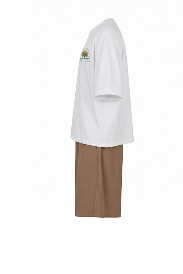 Men Oversized Cotton Pajama Set – Bright White