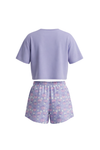 Girls SS Oversize Cropped T-Shirt With Wide-Leg Short Pajama Set – Baby Lavender