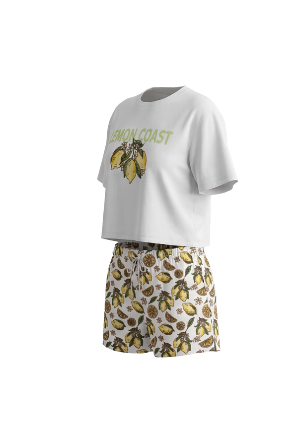 Women Short Sleeve Cotton Pajama Set – Bright White