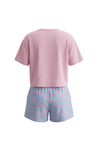 بيجامة بناتي تيشيرت أوفر سايز كروب نص كم مع شورت واسع Ballerina – نعومة عصرية بلمسة أنثوية