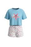 Girls SS Oversize Cropped T-Shirt With Wide-Leg Short Pajama Set – Tropical Breeze