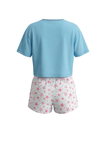 بيجامة بناتي تيشيرت أوفر سايز كروب نص كم مع شورت واسع Tropical Breeze – انتعاش صيفي بستايل عصري