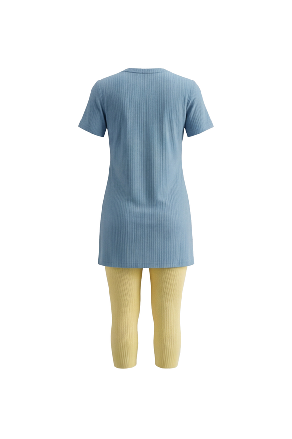 Women Viscose Rib Pajama Set – Tropical Breeze