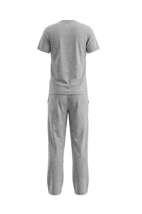 Boys SS Round Neck T-Shirt with Pants Pajama Set – Cool Gray 4C Melange