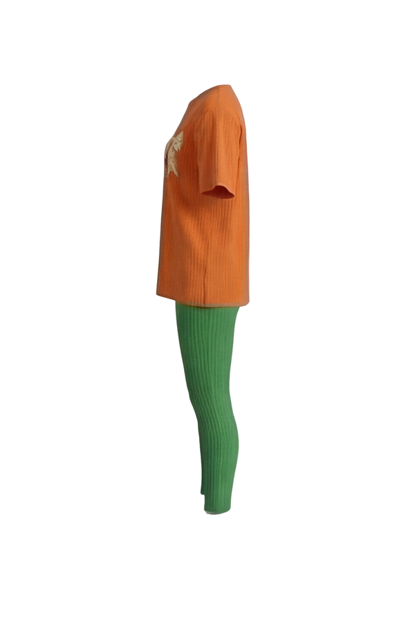 Women Oversize T-Shirt with Legging Pajama Set – Orange Peel