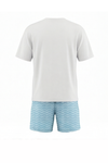 Men Round Neck Cotton Pajama Set – Bright White