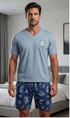 Men V-Neck Cotton Pajama Set – Naval Academy