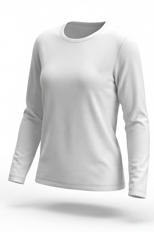 Women Long Sleeve Cotton Undershirt – Bright White