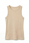 Women Cotton Rib Tank Top – White Cap Grey