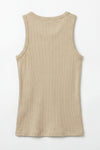 Women Cotton Rib Tank Top – White Cap Grey