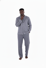 Load image into Gallery viewer, Men’s Long Sleeve Pajama with Buttons – Black Houndstooth