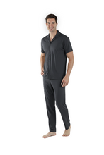 تحميل الصورة إلى عارض المعرض، Men Short Sleeve Pajama with Buttons - Cool Gray 11C Melange