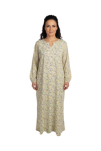 تحميل الصورة إلى عارض المعرض، Women’s 3/4 Sleeve Dress with Gathering – Yellow Small Flower
