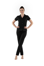 تحميل الصورة إلى عارض المعرض، Women Short Sleeve Label Pajama with Pants - Moonless Night
