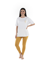 تحميل الصورة إلى عارض المعرض، Women Short Sleeve Pajama with Legging - Bright White

