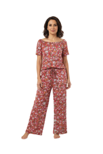 Load image into Gallery viewer, Women’s Short Sleeve Pajamas – Red Small Flower