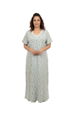 تحميل الصورة إلى عارض المعرض، Women’s Short Sleeve Layered Dress – Blue Small Flower
