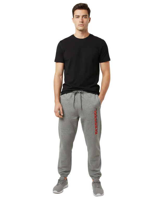 Marvel Deadpool Men’s Cotton French Terry Sweatpants – Heather Grey
