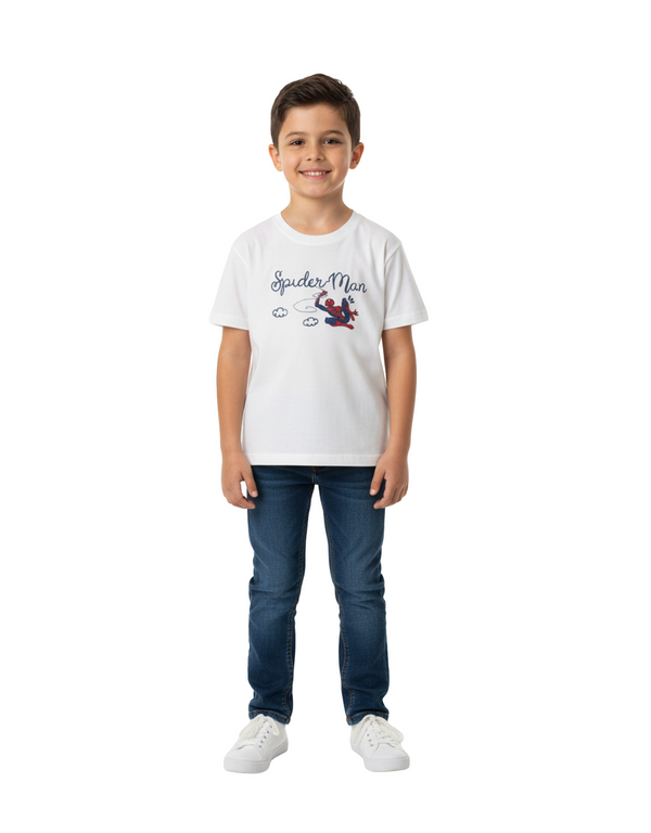 Boys Spider-Man Cotton T-Shirt – Bright White