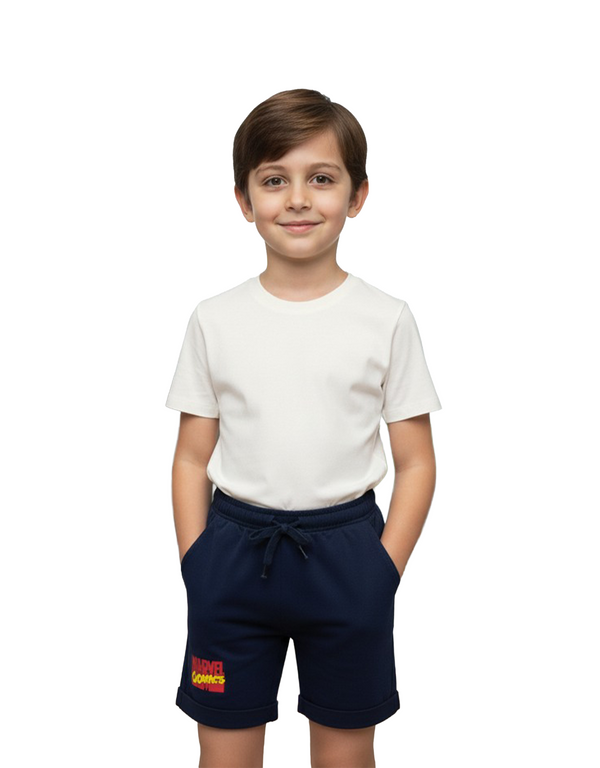 Marvel Avengers Boys’ 100% Cotton French Terry Shorts – Maritime Blue