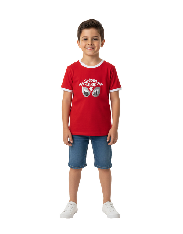 Boys Spider-Man Cotton T-Shirt – Chinese Red