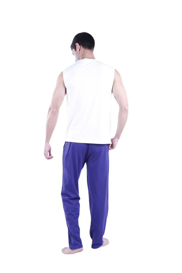 تانك توب رجالي ديربي مضلع أبيض – قطن مريح مرونة طبيعية